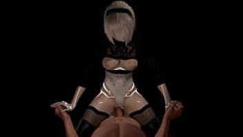 2b riding dick on top in cowgirl neir automata hentai parody