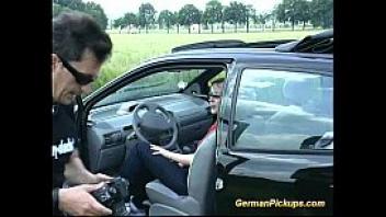 Picked up german whore is fucked on field