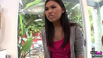Mature asian stepmom licks teen in taboo trio